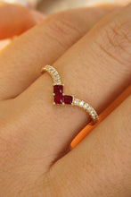 Load image into Gallery viewer, LUOWEND 18K Yellow Gold Real Natural Ruby Ring for Women