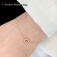 Load image into Gallery viewer, LUOWEND 18K White or Yellow Gold Real Natural Ruby and Diamond Gemstone Bracelet for Women