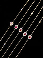 Load image into Gallery viewer, LUOWEND 18K White or Yellow Gold Real Natural Ruby and Diamond Gemstone Bracelet for Women