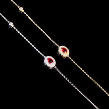 Load image into Gallery viewer, LUOWEND 18K White or Yellow Gold Real Natural Ruby and Diamond Gemstone Bracelet for Women