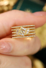 Load image into Gallery viewer, LUOWEND 18K Yellow Gold Real Natural Diamond Ring for Women