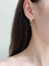 Load image into Gallery viewer, LUOWEND 18K White Gold Natural Diamond Earrings for Women