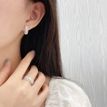 Load image into Gallery viewer, LUOWEND 18K White Gold Real Natural Diamond Hoop Earrings for Women