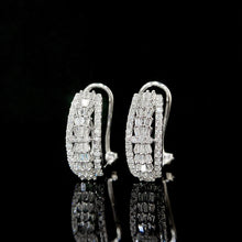 Load image into Gallery viewer, LUOWEND 18K White Gold Real Natural Diamond Hoop Earrings for Women