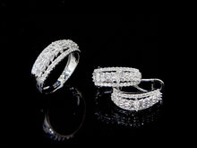 Load image into Gallery viewer, LUOWEND 18K White Gold Real Natural Diamond Hoop Earrings for Women