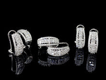 Load image into Gallery viewer, LUOWEND 18K White Gold Real Natural Diamond Hoop Earrings for Women