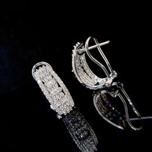 Load image into Gallery viewer, LUOWEND 18K White Gold Real Natural Diamond Hoop Earrings for Women