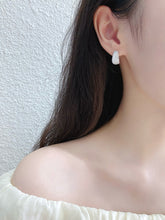 Load image into Gallery viewer, LUOWEND 18K White Gold Natural Diamond Hoop Earrings for Women