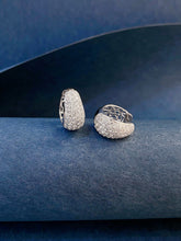 Load image into Gallery viewer, LUOWEND 18K White Gold Natural Diamond Hoop Earrings for Women
