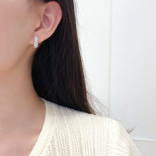 Load image into Gallery viewer, LUOWEND 18K White Gold Real Natural Diamond Hoop Earrings for Women