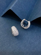 Load image into Gallery viewer, LUOWEND 18K White Gold Natural Diamond Hoop Earrings for Women