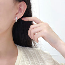 Load image into Gallery viewer, LUOWEND 18K White Gold Real Natural Diamond Hoop Earrings for Women