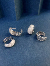 Load image into Gallery viewer, LUOWEND 18K White Gold Natural Diamond Hoop Earrings for Women