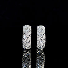 Load image into Gallery viewer, LUOWEND 18K White Gold Real Natural Diamond Hoop Earrings for Women