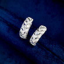 Load image into Gallery viewer, LUOWEND 18K White Gold Real Natural Diamond Hoop Earrings for Women