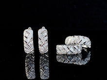 Load image into Gallery viewer, LUOWEND 18K White Gold Real Natural Diamond Hoop Earrings for Women