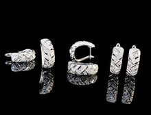 Load image into Gallery viewer, LUOWEND 18K White Gold Real Natural Diamond Hoop Earrings for Women