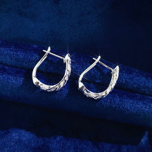 Load image into Gallery viewer, LUOWEND 18K White Gold Real Natural Diamond Hoop Earrings for Women