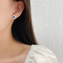 Load image into Gallery viewer, LUOWEND 18K White Gold Natural Diamond and Sapphire Earrings for Women