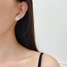 Load image into Gallery viewer, LUOWEND 18K White Gold Real Natural Diamond Stud Earrings for Women