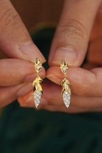 Load image into Gallery viewer, LUOWEND 18K Yellow Gold Real Natural Diamond Drop Earrings for Women