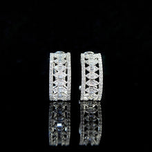 Load image into Gallery viewer, LUOWEND 18K White Gold Real Natural Diamond Hoop Earrings for Women