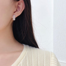 Load image into Gallery viewer, LUOWEND 18K White Gold Real Natural Diamond Hoop Earrings for Women