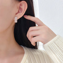 Load image into Gallery viewer, LUOWEND 18K White Gold Real Natural Diamond Hoop Earrings for Women