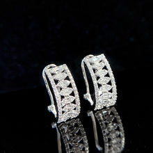 Load image into Gallery viewer, LUOWEND 18K White Gold Real Natural Diamond Hoop Earrings for Women