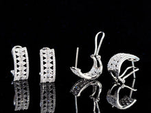 Load image into Gallery viewer, LUOWEND 18K White Gold Real Natural Diamond Hoop Earrings for Women