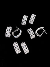 Load image into Gallery viewer, LUOWEND 18K White Gold Real Natural Diamond Hoop Earrings for Women