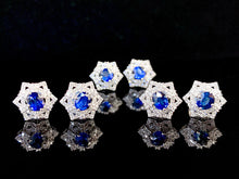 Load image into Gallery viewer, LUOWEND 18K White Gold Natural Diamond and Sapphire Earrings for Women