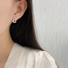 Load image into Gallery viewer, LUOWEND 18K White Gold Real Natural Diamond Stud Earrings for Women