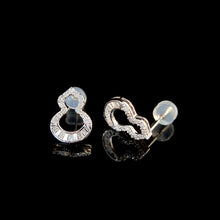 Load image into Gallery viewer, LUOWEND 18K White Gold Real Natural Diamond Stud Earrings for Women