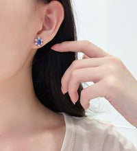 Load image into Gallery viewer, LUOWEND 18K White Gold Natural Sapphire Earrings for Women