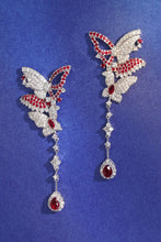 Load image into Gallery viewer, LUOWEND 18K White Gold Real Natural Diamond and Ruby Earrings for Women