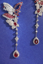 Load image into Gallery viewer, LUOWEND 18K White Gold Real Natural Diamond and Ruby Earrings for Women