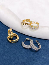 Load image into Gallery viewer, LUOWEND 18K White/Yellow Gold Natural Diamond Earrings for Women