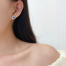 Load image into Gallery viewer, LUOWEND 18K White Gold Natural Diamond and Sapphire Earrings for Women