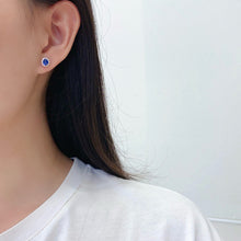 Load image into Gallery viewer, LUOWEND 18K White Gold Natural Diamond and Sapphire Earrings for Women