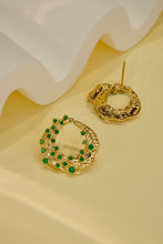 Load image into Gallery viewer, LUOWEND 18K Yellow Gold Real Natural Emerald Stud Earrings for Women