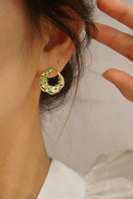Load image into Gallery viewer, LUOWEND 18K Yellow Gold Real Natural Emerald Stud Earrings for Women