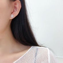 Load image into Gallery viewer, LUOWEND 18K White Gold Ntural Diamond Stud Earrings for Women