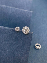 Load image into Gallery viewer, LUOWEND 18K White Gold Natural Diamond Earrings for Women