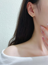Load image into Gallery viewer, LUOWEND 18K White /Yellow Gold Natural Diamond Stud Earrings for Women