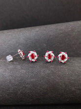 Load image into Gallery viewer, LUOWEND 18K White Gold Natural Diamond and Ruby Earrings for Women