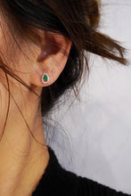 Load image into Gallery viewer, LUOWEND 18K White Gold Real Natural Emerald and Diamond Stud Earrings for Women