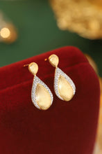 Load image into Gallery viewer, LUOWEND 18K Yellow Gold Real Natural Diamond Drop Earrings for Women