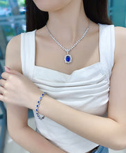 Load image into Gallery viewer, LUOWEND 18K White Gold Natural Diamond and Sapphire Bracelet for Women