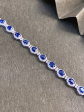 Load image into Gallery viewer, LUOWEND 18K White Gold Natural Diamond and Sapphire Bracelet for Women